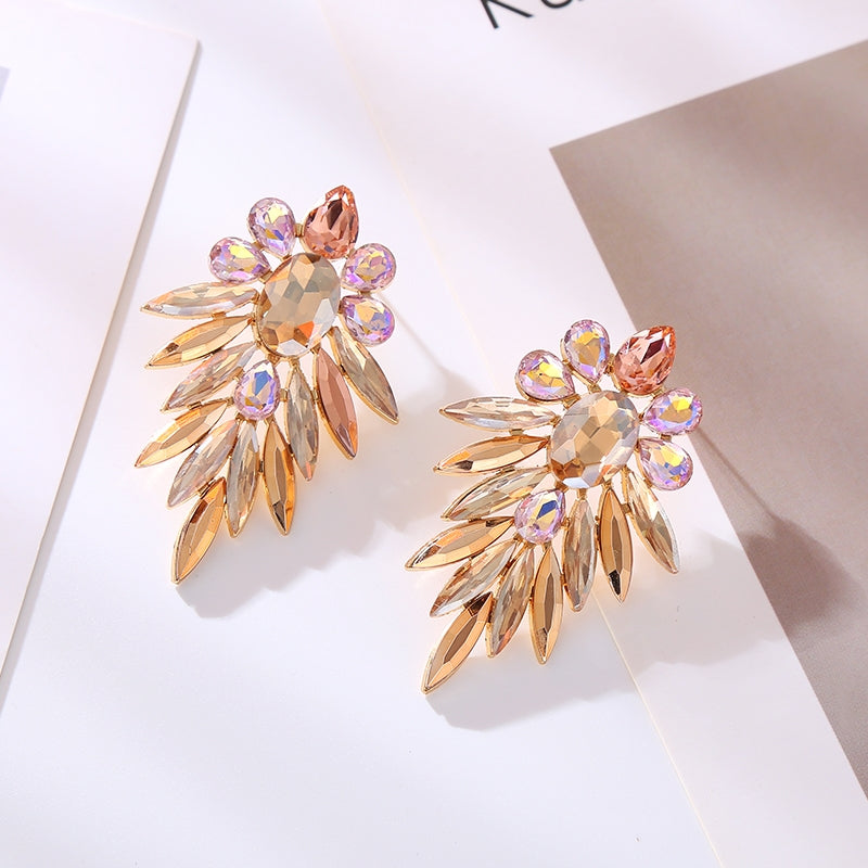 Glamorous Geometric Rhinestone Gold Plated Alloy Earrings