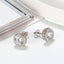 S925 Sterling Silver Zirconia Stud Earrings - White Gold Plated Minimalist Design