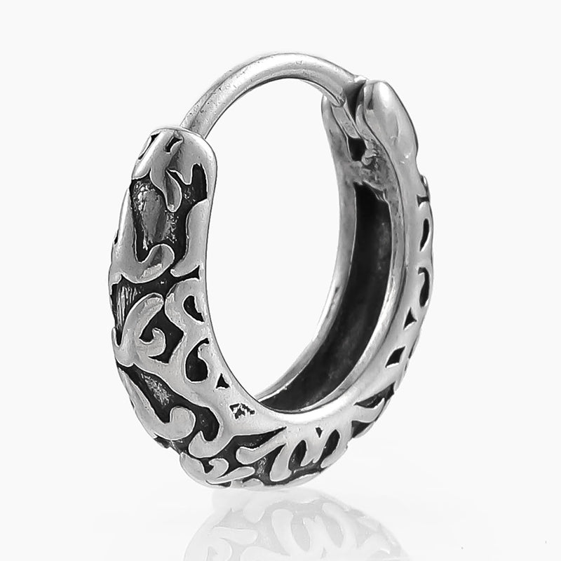 Gothic Vintage Rose Twist 316L Stainless Steel Hoop Earrings