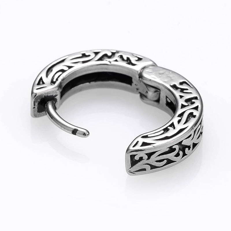 Gothic Vintage Rose Twist 316L Stainless Steel Hoop Earrings