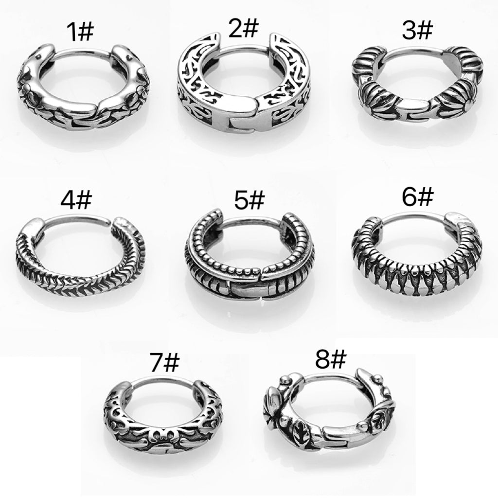 Gothic Vintage Rose Twist 316L Stainless Steel Hoop Earrings