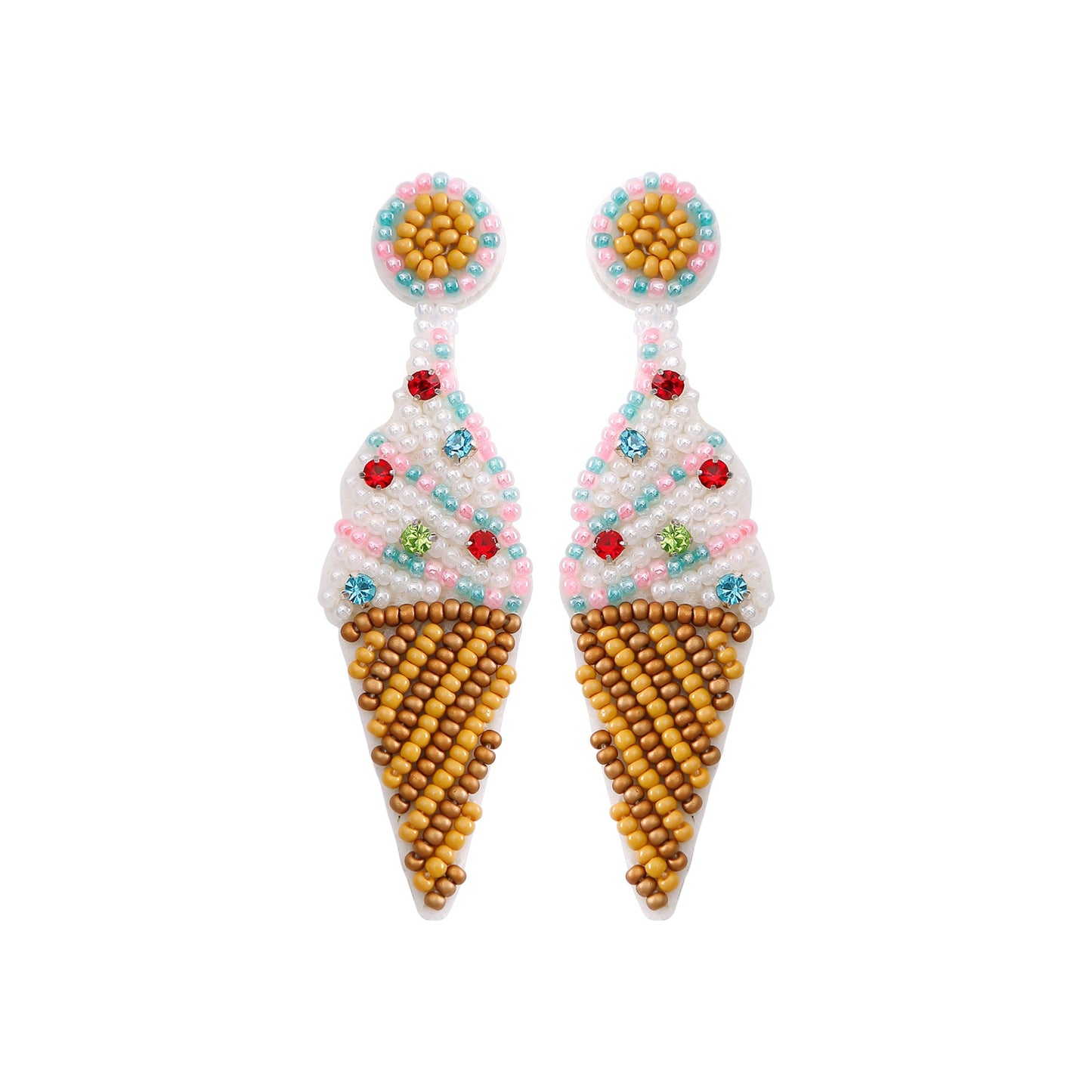 1 Pair Hawaiian Vacation Bohemian Ice Cream Leaves Watermelon Seed Bead Drop Earrings