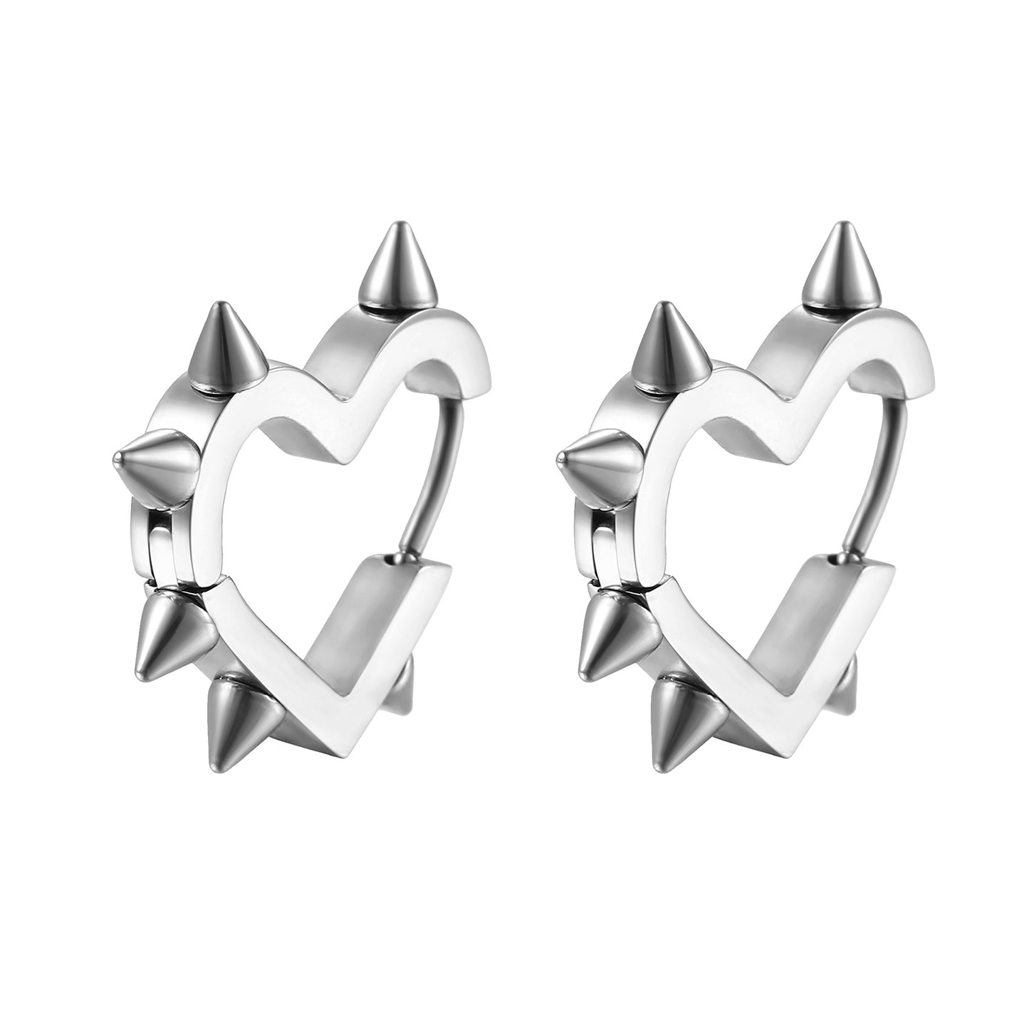 1 Pair Hip-Hop Heart Shape 18K Gold Plated Stainless Steel Geometric Earrings