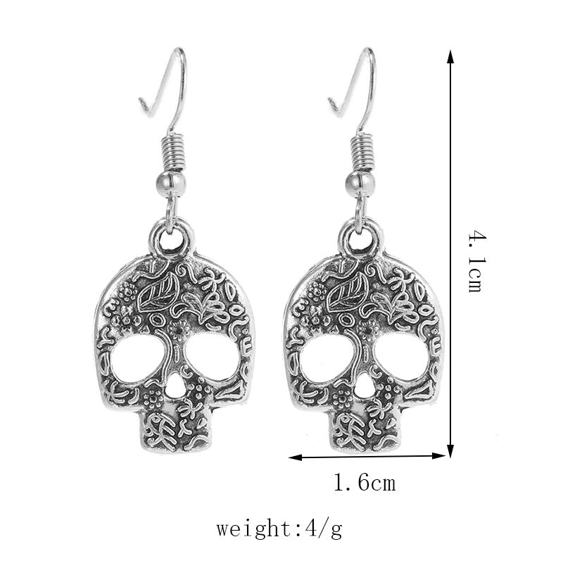 1 Pair Hip-Hop Punk Skull Geometric Zinc Alloy Drop Earrings for Women