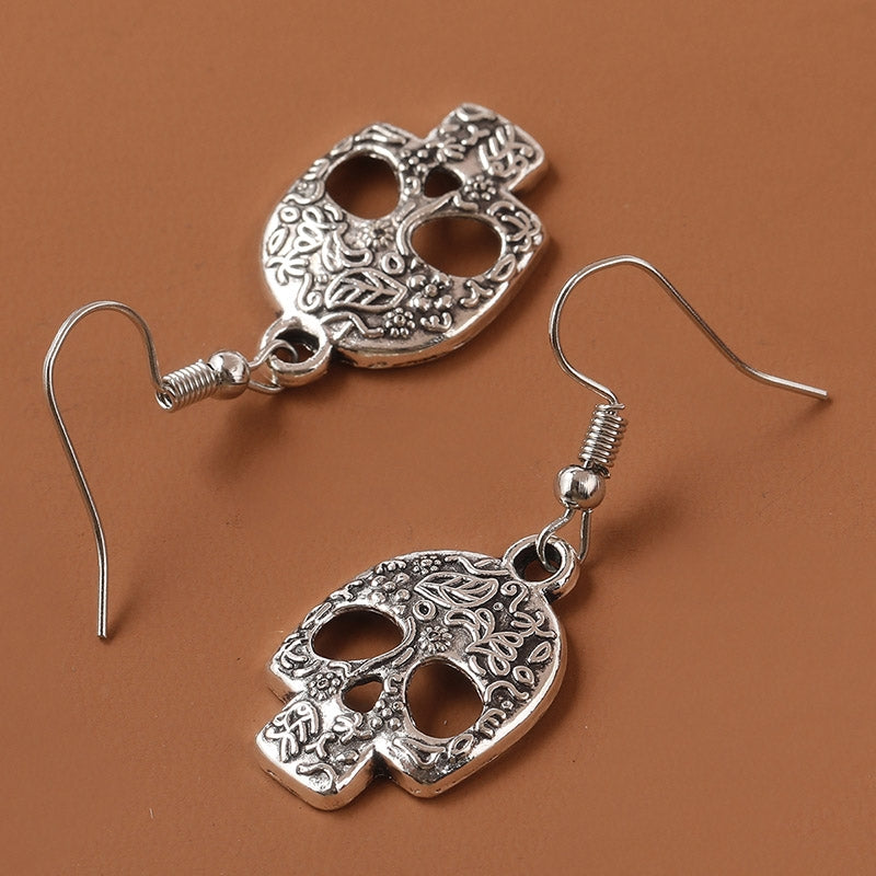 1 Pair Hip-Hop Punk Skull Geometric Zinc Alloy Drop Earrings for Women