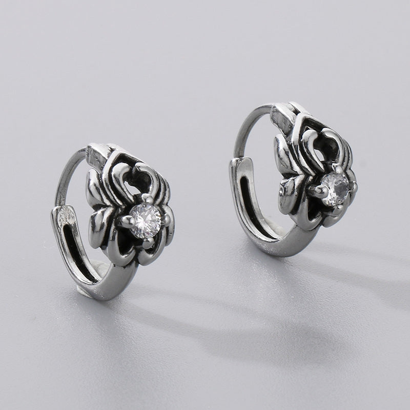 1 Pair Hip-Hop Skull Inlay 304 Stainless Steel Zircon Earrings Ear Studs