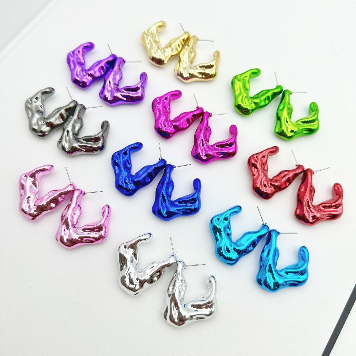 1 Pair Hip-Hop Acrylic Plating Fluid Punk Earrings