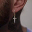 Hip-hop Cross Inlay Copper Zircon Sword Earrings