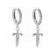 Hip-hop Cross Inlay Copper Zircon Sword Earrings