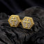 1 Pair Hip-hop Cross Hexagon Copper Zircon Gold Plated Stud Earrings