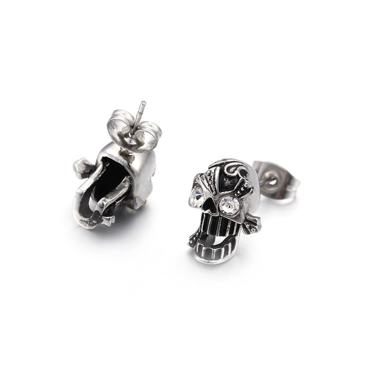 Hip-hop Retro Punk Skull Titanium Steel Stud Earrings