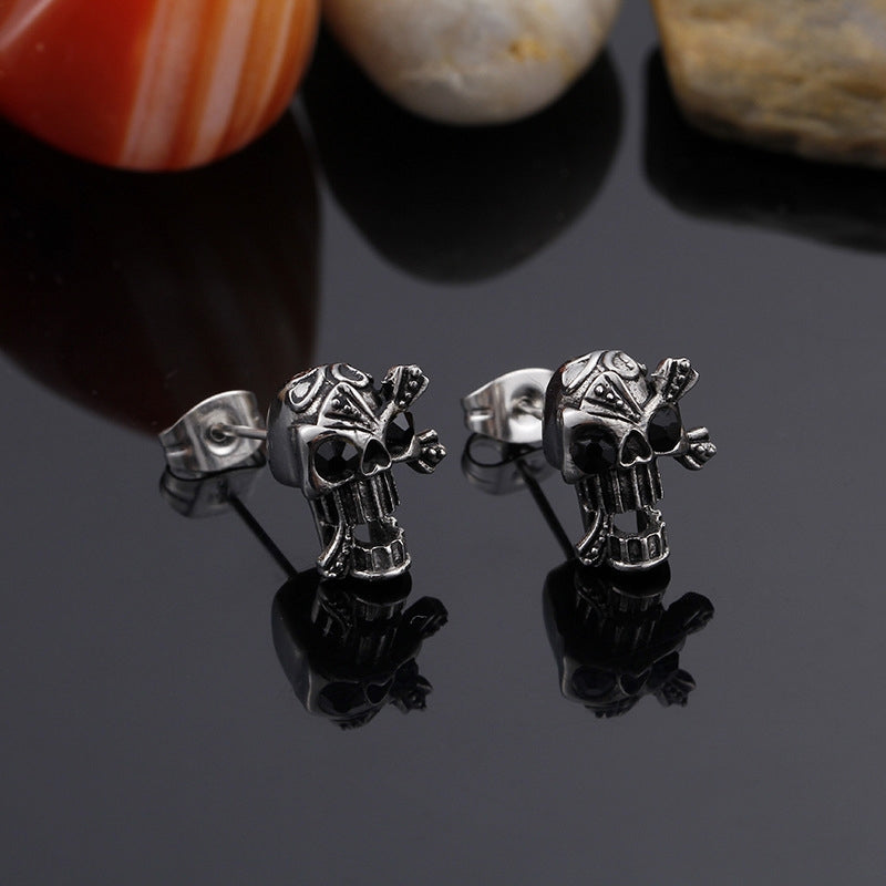 Hip-hop Retro Punk Skull Titanium Steel Stud Earrings