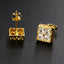 1 Pair Hip-hop Square Copper Zircon Stud Earrings