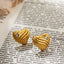 1 Pair 18K Gold Plated Red Heart Zircon Stainless Steel Stud Earrings