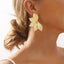 IG Style Geometric Leaf Texture Metal Stud Earrings