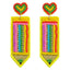 IG Style Cute Letter Beaded Pencil Drop Earrings - Handmade Colorful Seed Bead Jewelry for Teachers