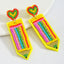 IG Style Cute Letter Beaded Pencil Drop Earrings - Handmade Colorful Seed Bead Jewelry for Teachers