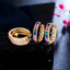 IG Style Elegant Zircon Inlay Circle Earrings - Colorful Geometric Hoops