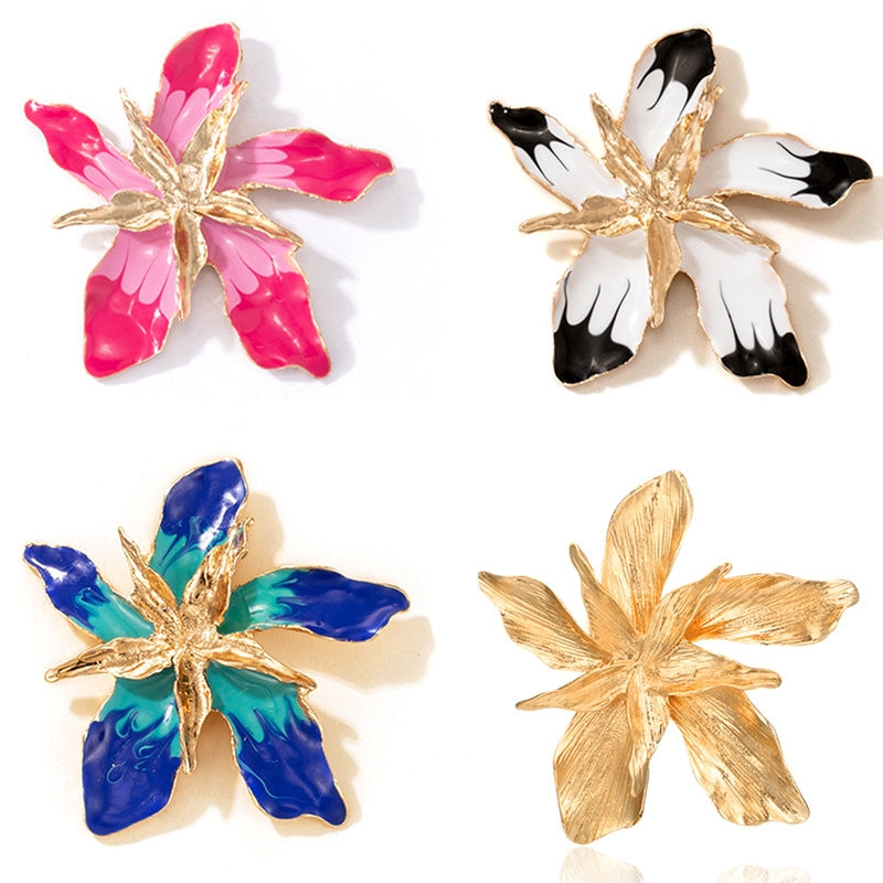 IG Style Ethnic Flower Enamel Alloy Layered Earrings