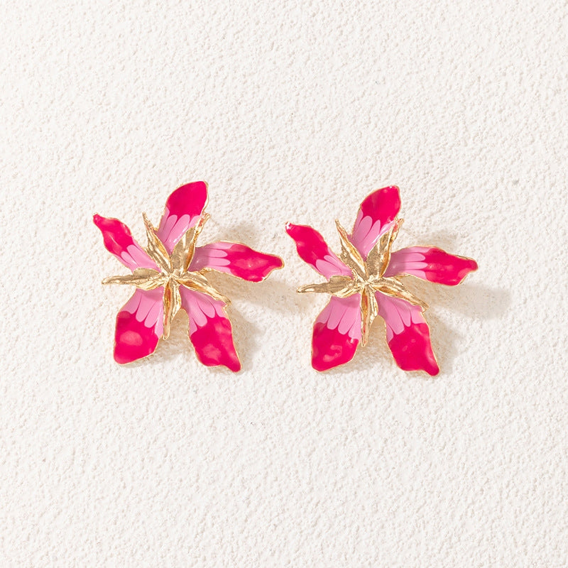 IG Style Ethnic Flower Enamel Alloy Layered Earrings