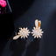 IG Style Flower Inlay Copper Zircon Stud Earrings - Trendy Minimalist Design