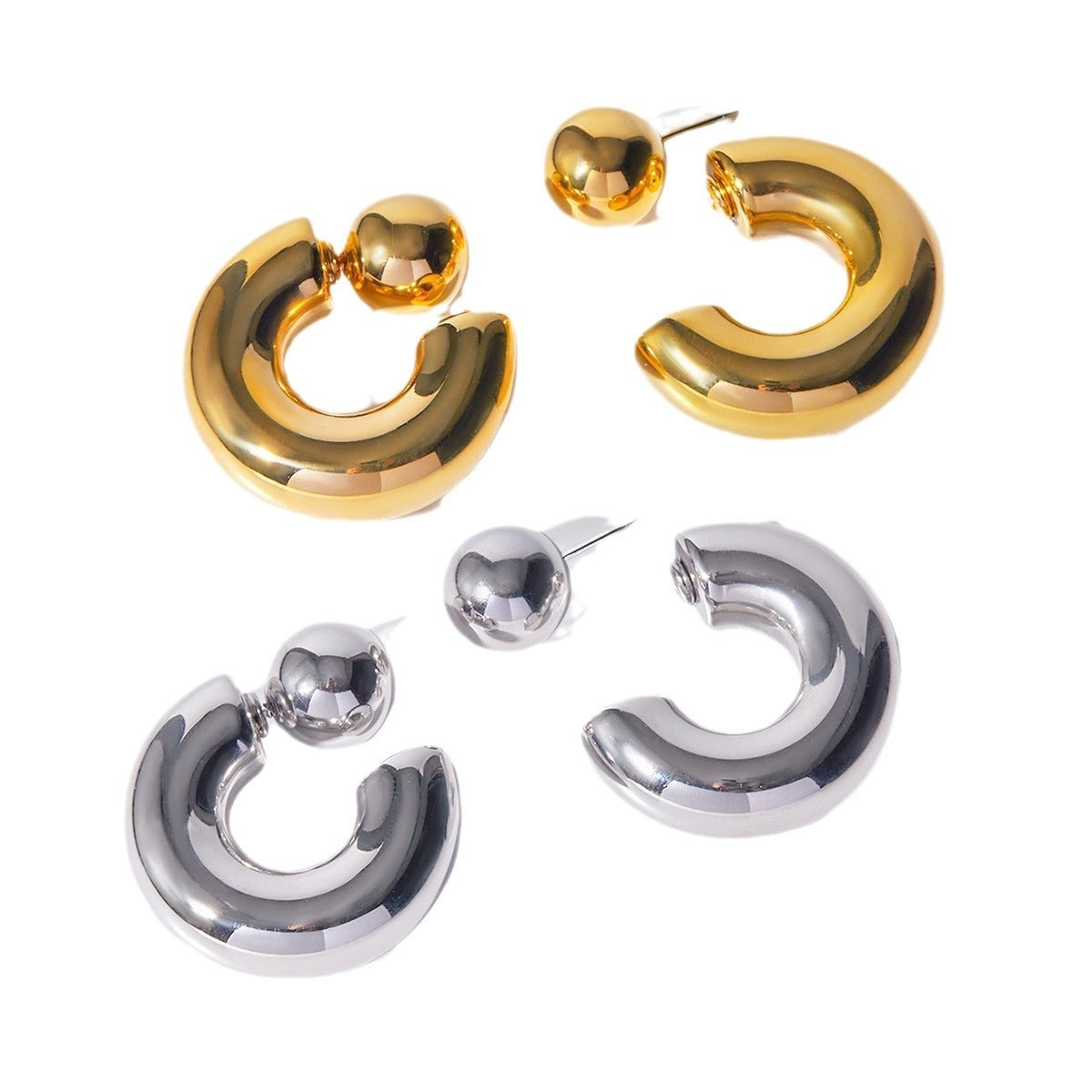 1 Pair IG Style Geometric Plating Stainless Steel Earrings - Fashionable Minimalist Design in Gold and Silver