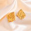 IG Style 18K Gold Plated Rhombus Pleated Stainless Steel Stud Earrings for Women