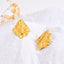 IG Style 18K Gold Plated Rhombus Pleated Stainless Steel Stud Earrings for Women