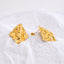 IG Style 18K Gold Plated Rhombus Pleated Stainless Steel Stud Earrings for Women