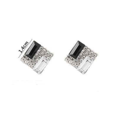"Geometric Rhinestone Square Stud Earrings for Women"