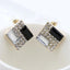 "Geometric Rhinestone Square Stud Earrings for Women"