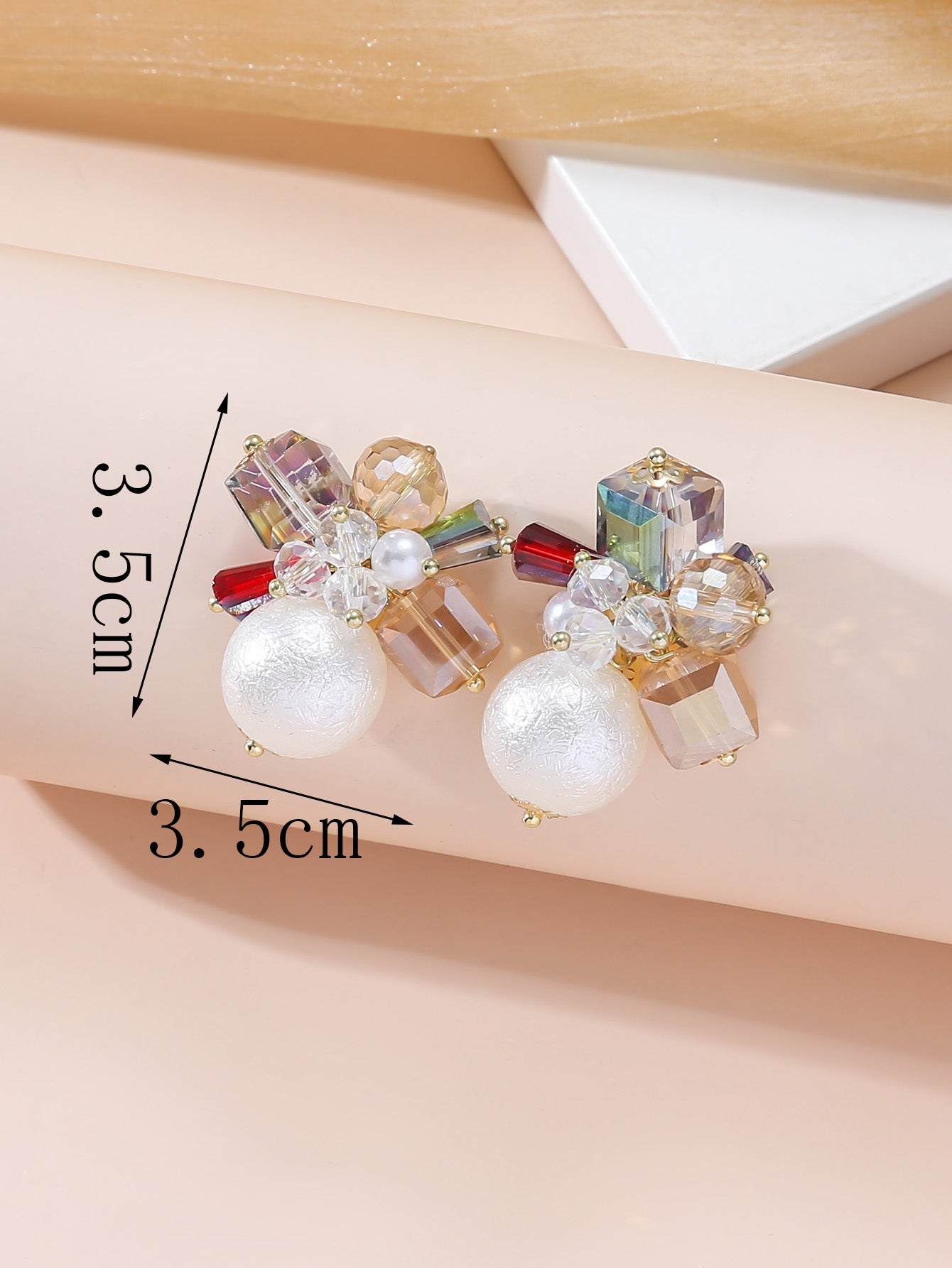 1 Pair Elegant Geometric Crystal Pearl Alloy Earrings