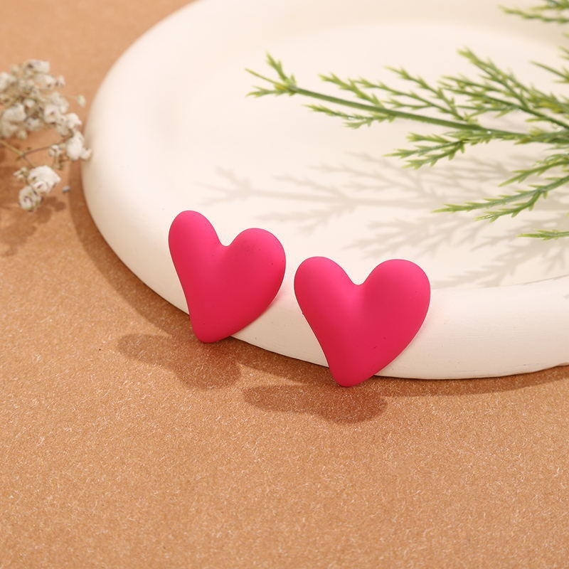 1 Pair Heart Shape Acrylic Stud Earrings - 2024 Valentine's Day Collection