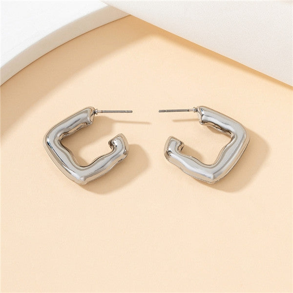 Silver-Gray Geometric Irregular Stud Earrings - Minimalist Fashion Jewelry