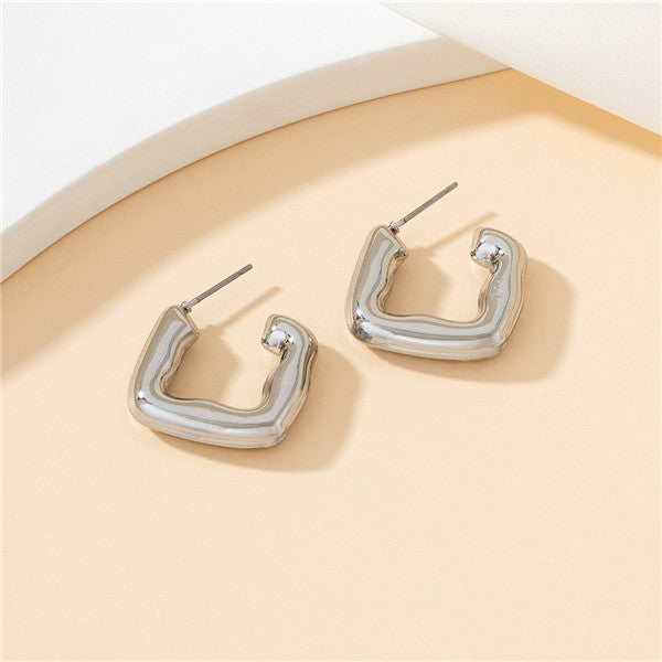 Silver-Gray Geometric Irregular Stud Earrings - Minimalist Fashion Jewelry