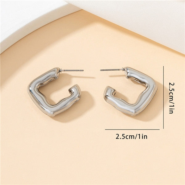 Silver-Gray Geometric Irregular Stud Earrings - Minimalist Fashion Jewelry