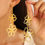 "Elegant Leaf and Flower Design Alloy Drop Earrings - Retro Fashion Statement Jewelry"