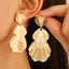 "Elegant Leaf and Flower Design Alloy Drop Earrings - Retro Fashion Statement Jewelry"