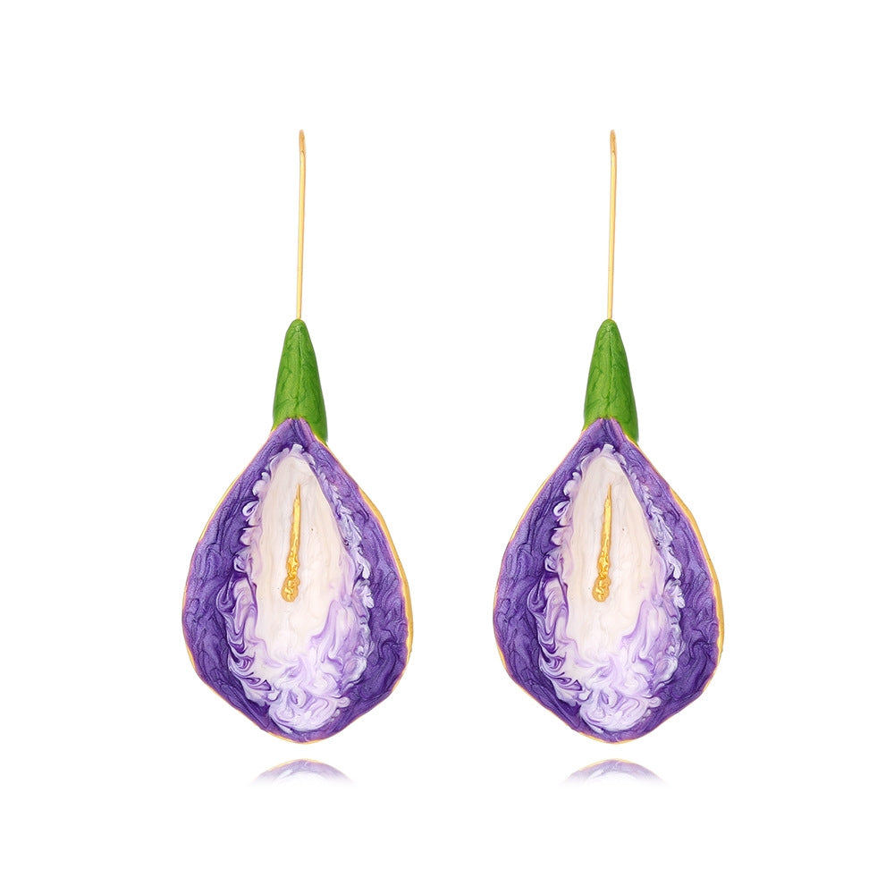 IG Style Enamel Tulip Flower Drop Earrings