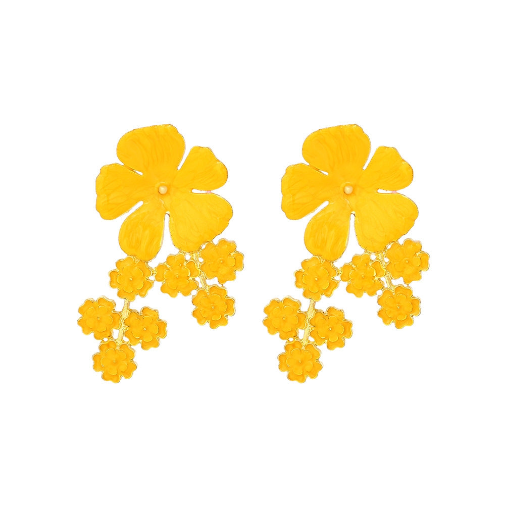 IG Style Sweet Enamel Flower Zinc Alloy Earrings