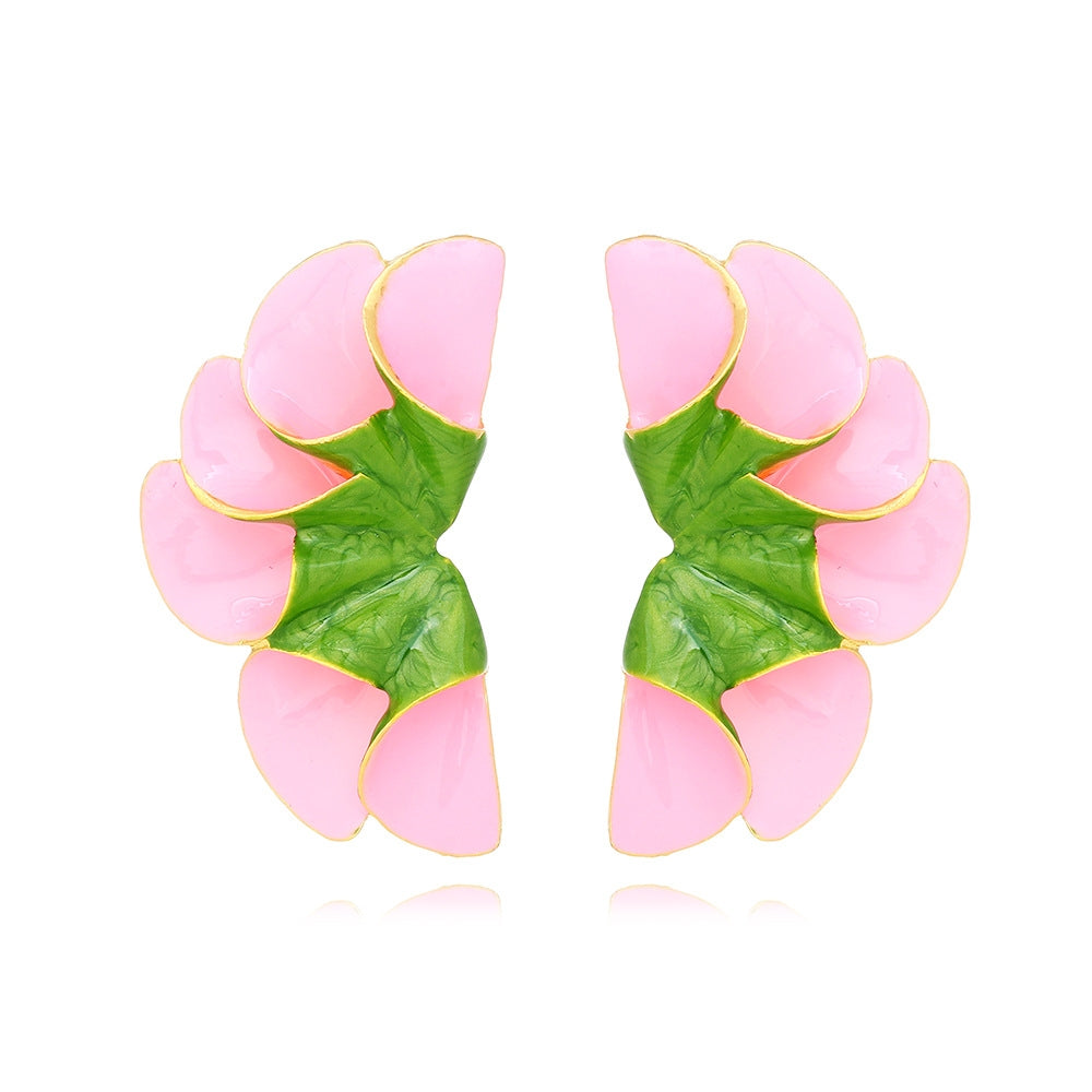 IG Style Sweet Flower Enamel Zinc Alloy Petal Earrings