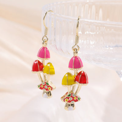 1 Pair IG Style Colorful Mushroom Enamel Zinc Alloy Drop Earrings for Women