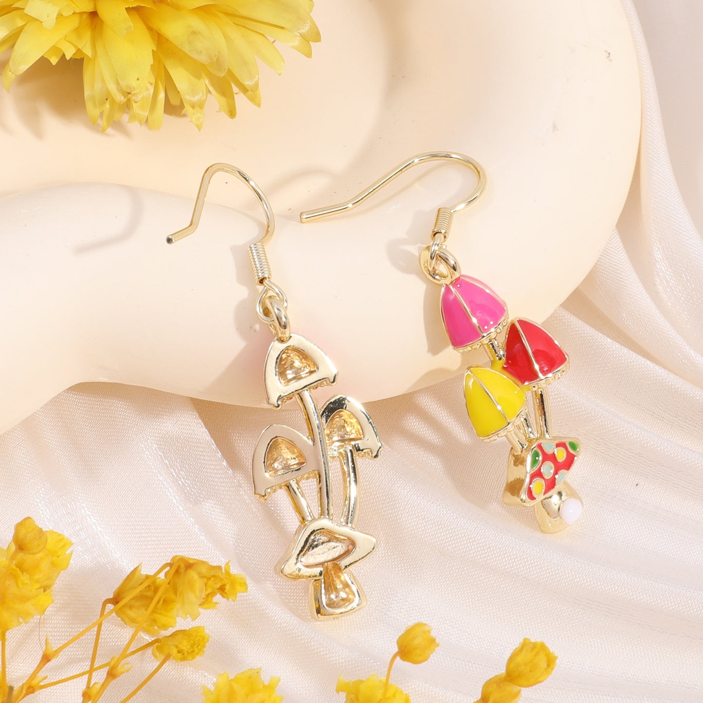 1 Pair IG Style Colorful Mushroom Enamel Zinc Alloy Drop Earrings for Women