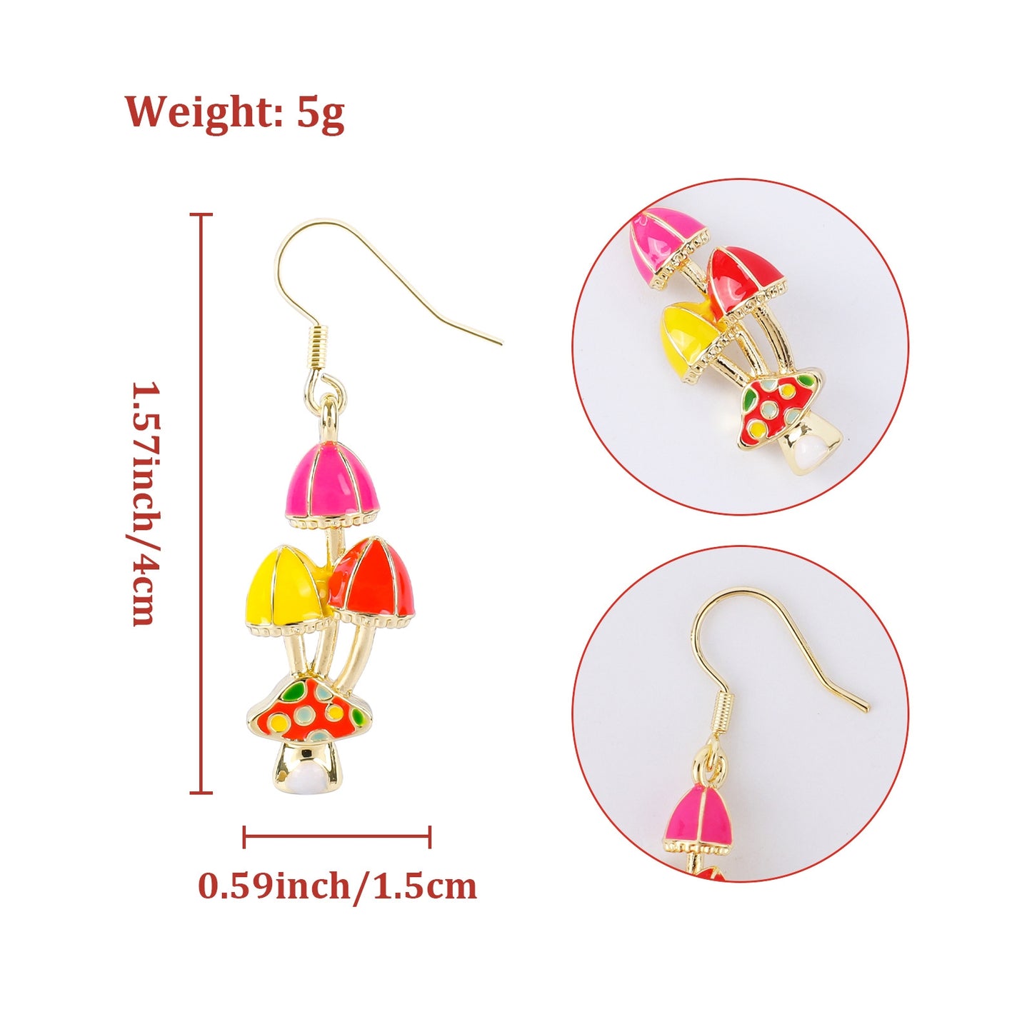 1 Pair IG Style Colorful Mushroom Enamel Zinc Alloy Drop Earrings for Women