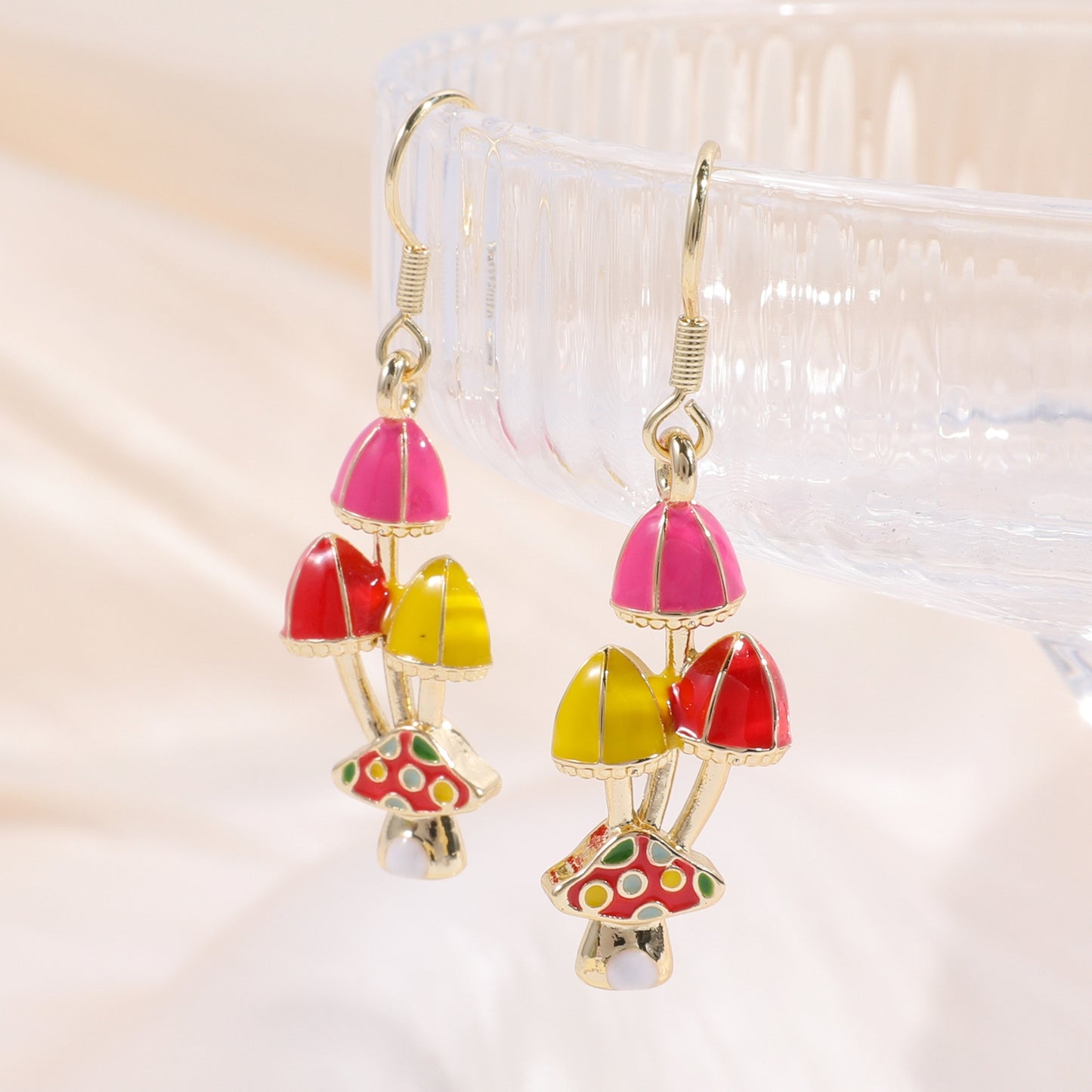 1 Pair IG Style Colorful Mushroom Enamel Zinc Alloy Drop Earrings for Women