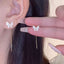 IG Style Butterfly Rhinestone Drop Earrings with Tassel Design