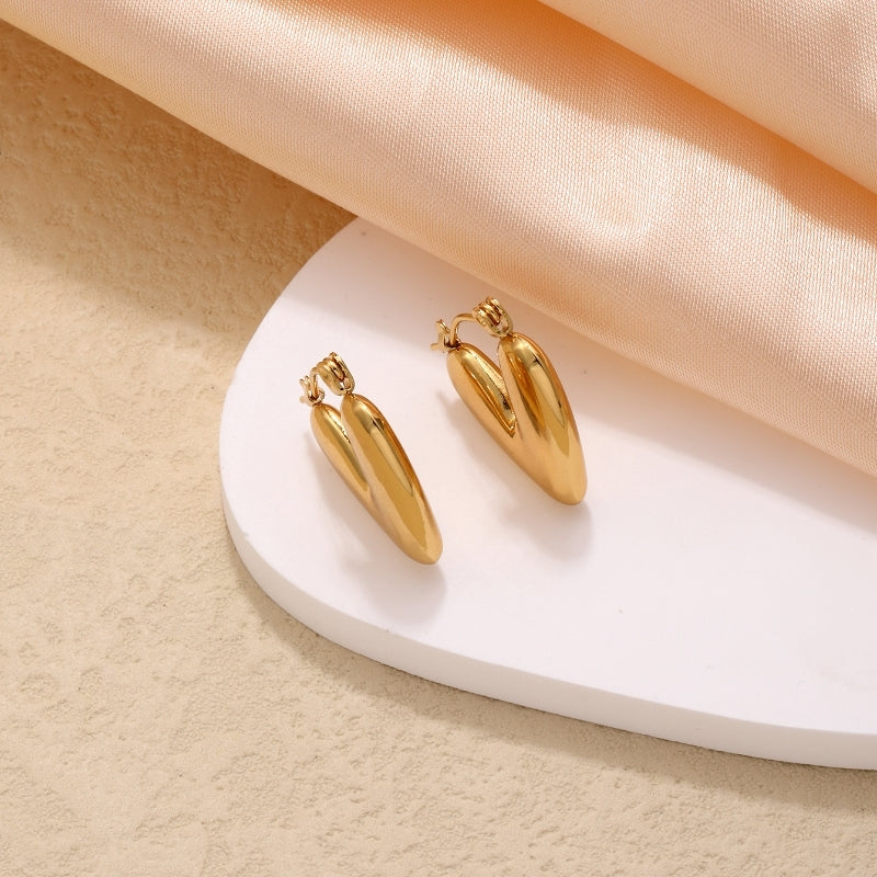 IG Style Vintage Heart Shape Gold Plated Stainless Steel Ear Clips