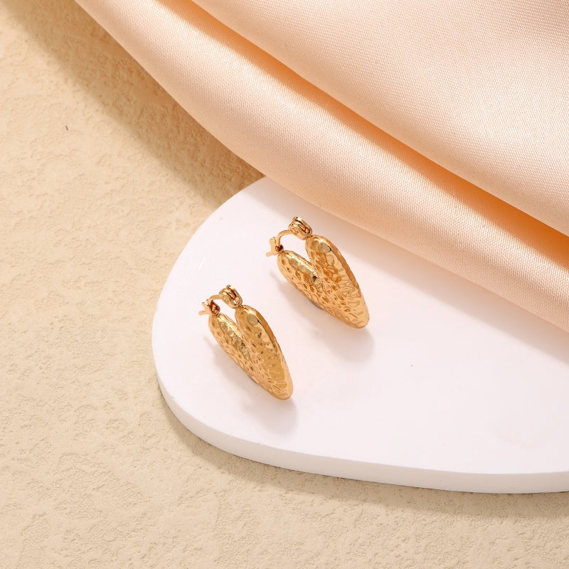 IG Style Vintage Heart Shape Gold Plated Stainless Steel Ear Clips