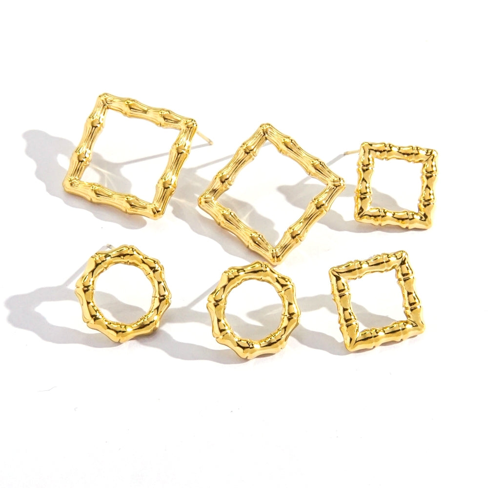 1 Pair Y2K Geometric 14K Gold Plated Stainless Steel Ear Studs