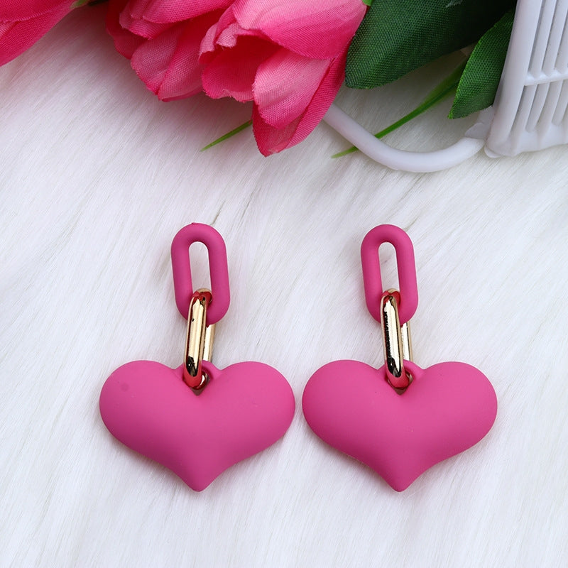 1 Pair Ig Style Heart Shape Spray Paint Arylic Drop Earrings